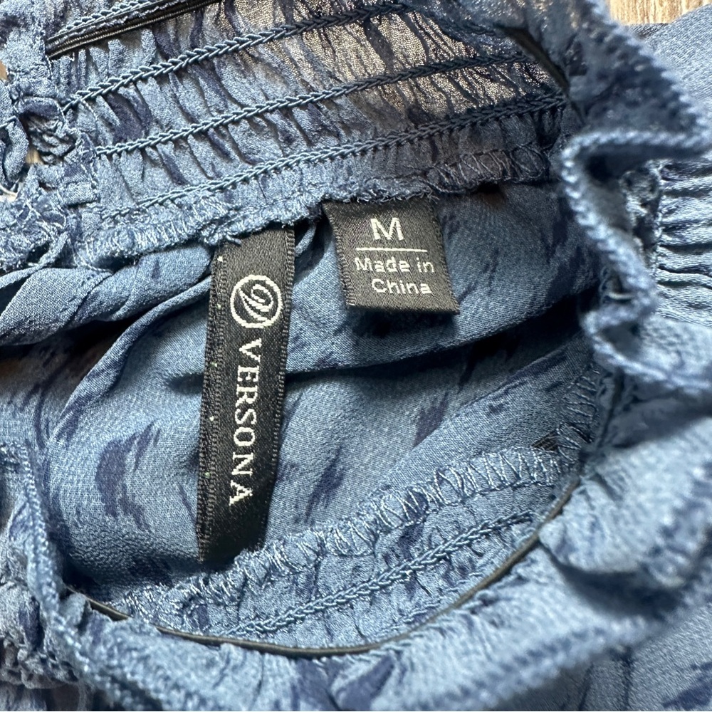 Versona Navy Patterned Blouse - Picture 3 of 9